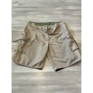Men's Y2K Quicksilver Beige Embroidered Surf Shorts 36